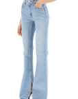 Alessandra Rich Flared Jeans With Studs Blue