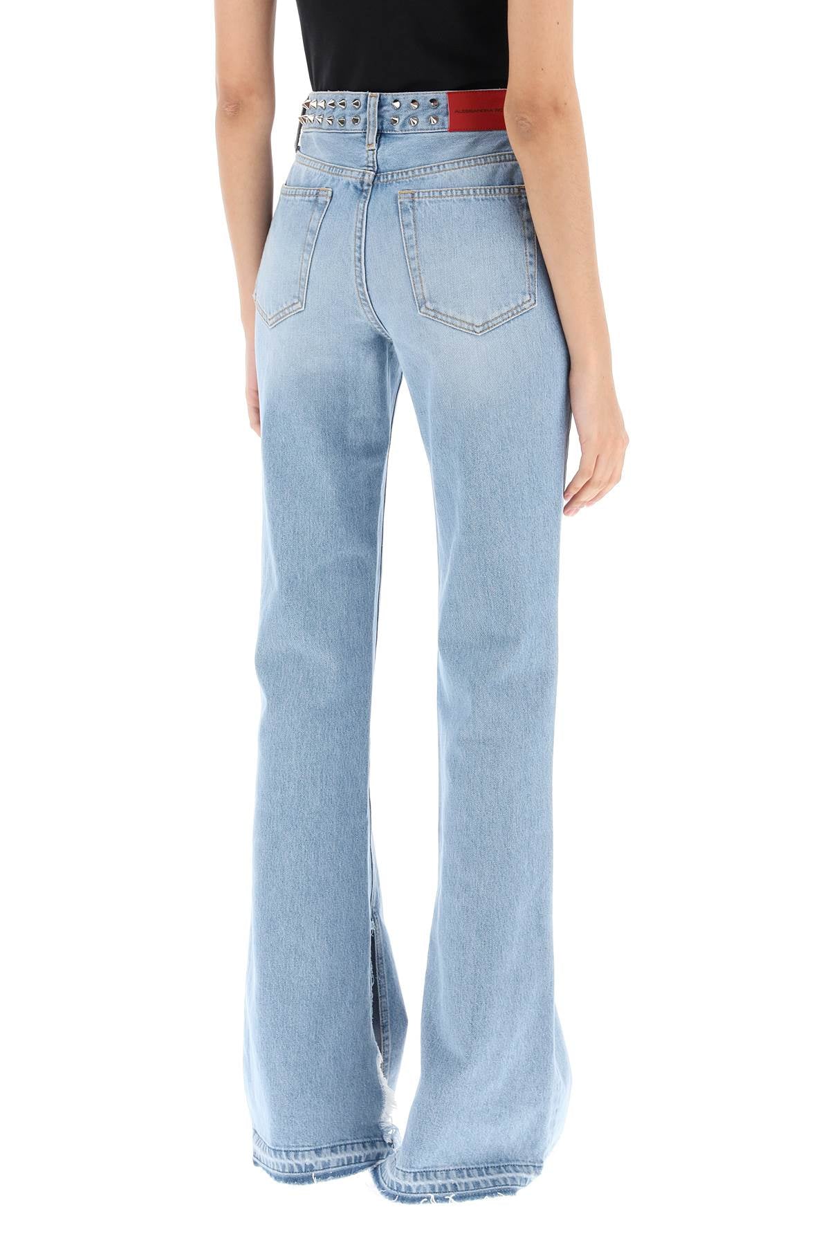 Alessandra Rich Flared Jeans With Studs Blue