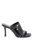 Burberry Glossy Leather Peep Mules Black