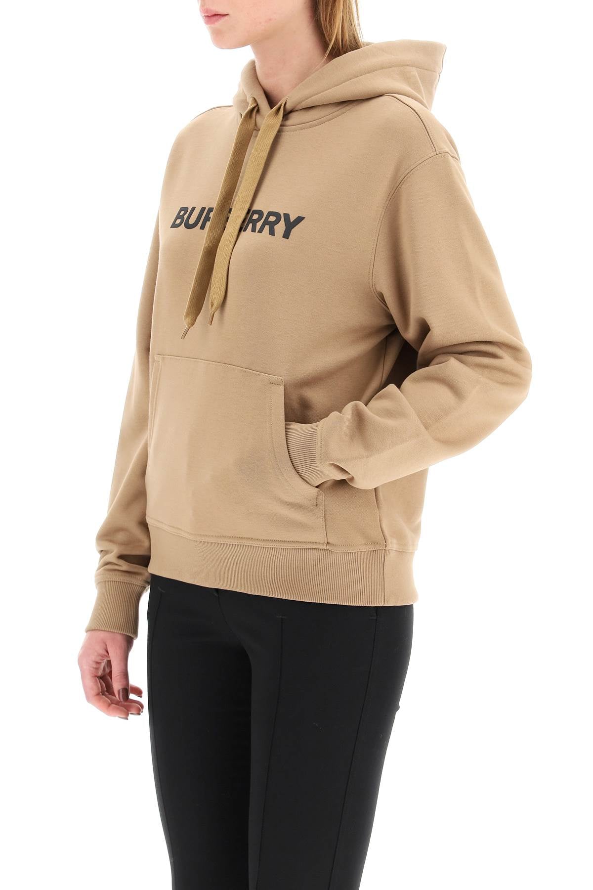 Burberry Poulter Hoodie With Logo Print Beige