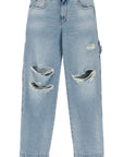Darkpark Audrey Cargo Jeans With Rips Light Blue
