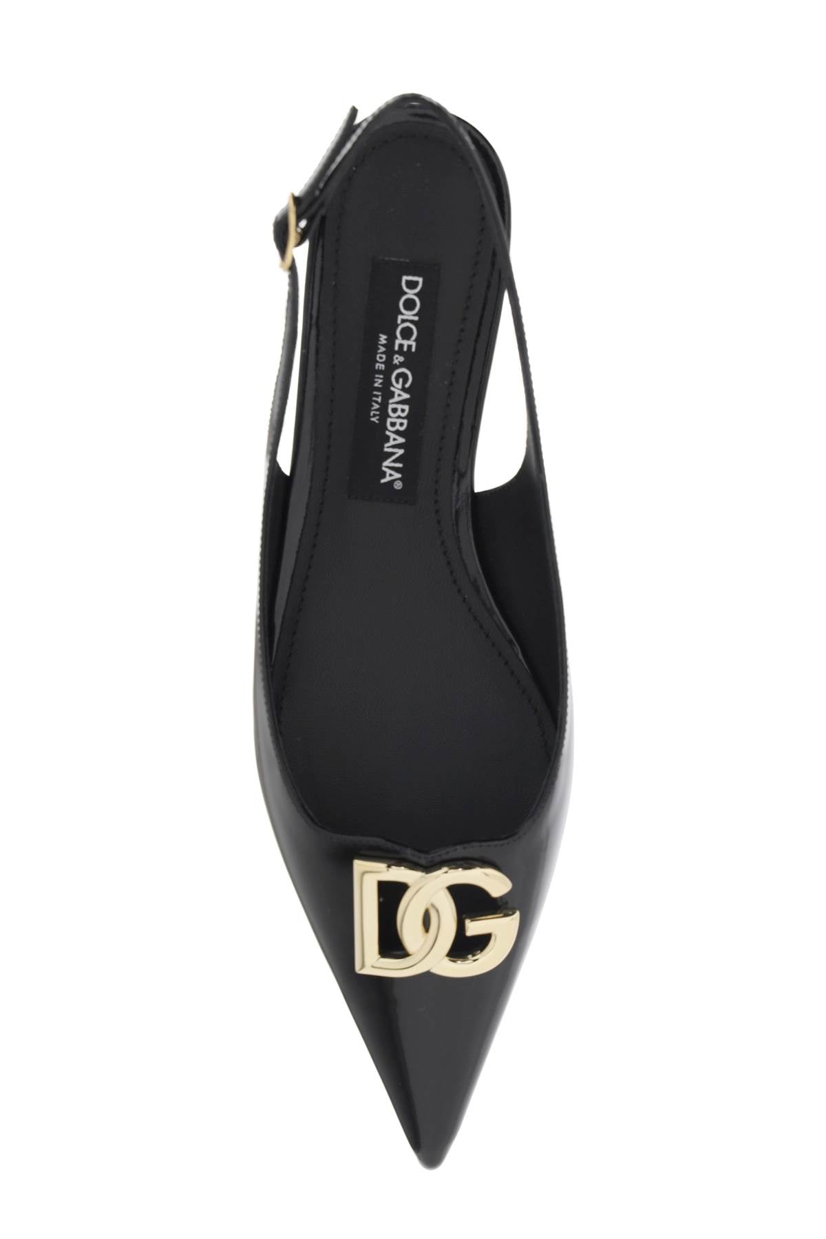 Dolce &amp; Gabbana DG Logo Slingback Ballet Flats Black