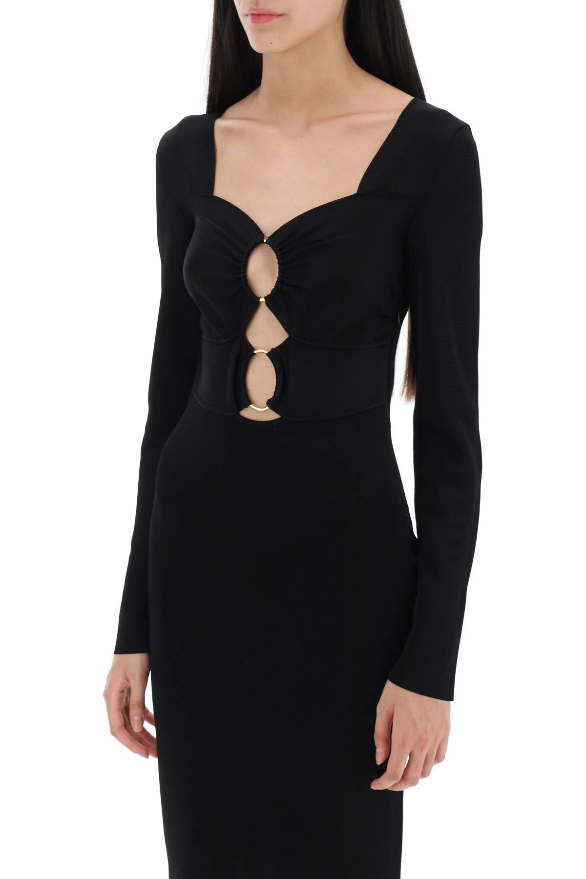 Tom Ford Knitted Midi Dress With Cut-Outs Black