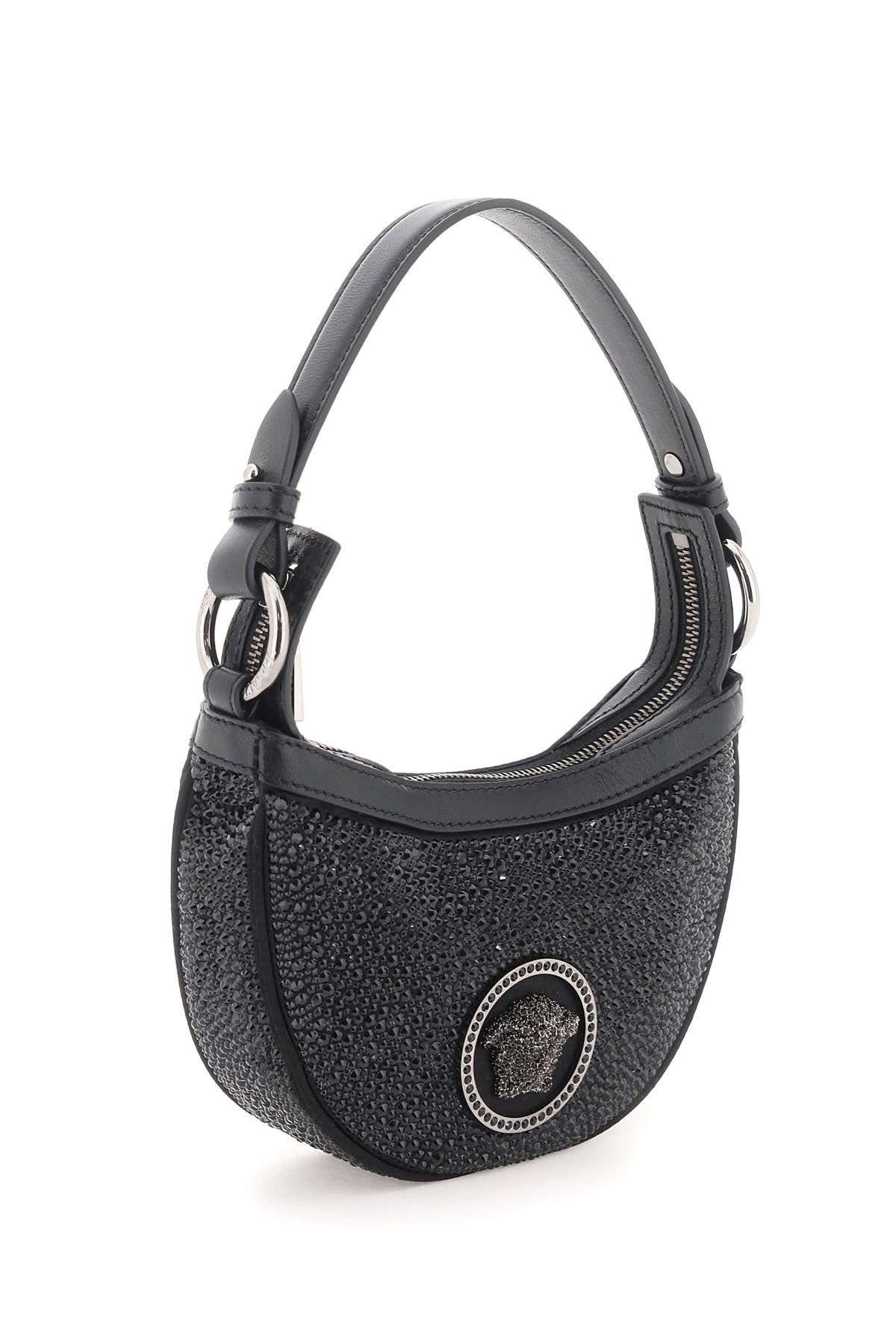 Versace &#39;Repeat&#39; Crystal Mini Hobo Bag Black