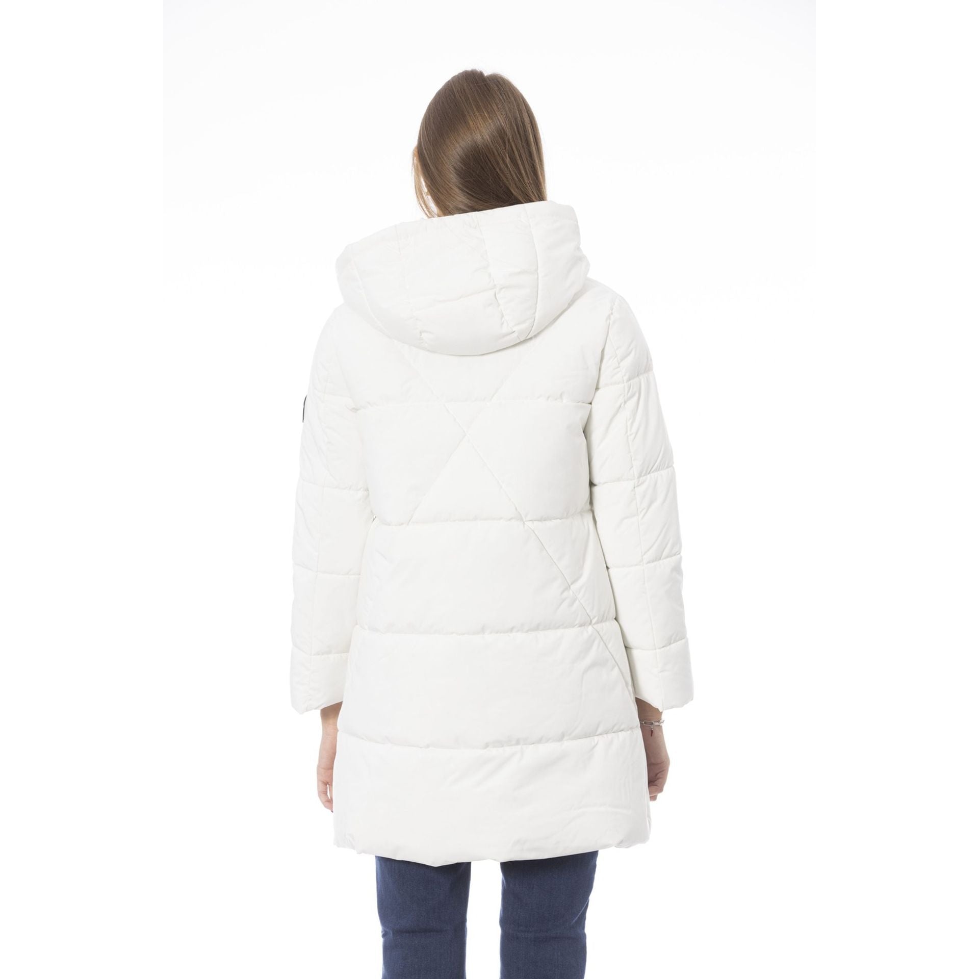 Baldinini Trend Logo Patch Quilted Hooded Jacket White