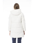 Baldinini Trend Logo Patch Quilted Hooded Jacket White