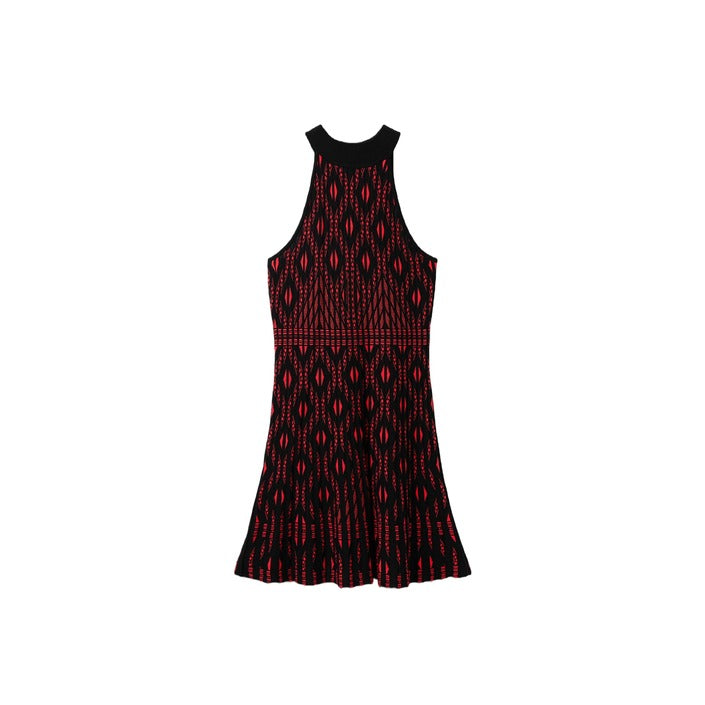 Desigual Geometric Knit Short Dress Red