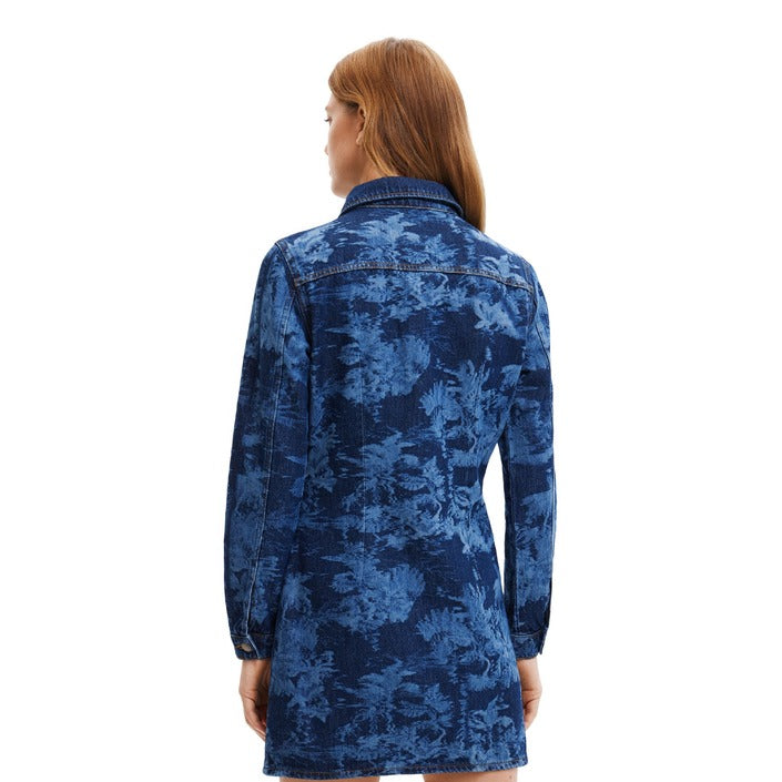 Desigual Short Tropical Denim Dress Blue