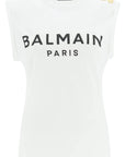 Balmain Logo Top With Embossed Buttons White
