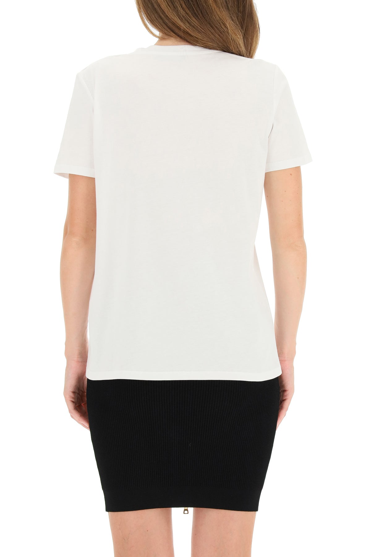 Balmain T-Shirt With Logo Print And Embossed Buttons White