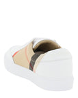Burberry Check Cotton And Leather Sneakers White