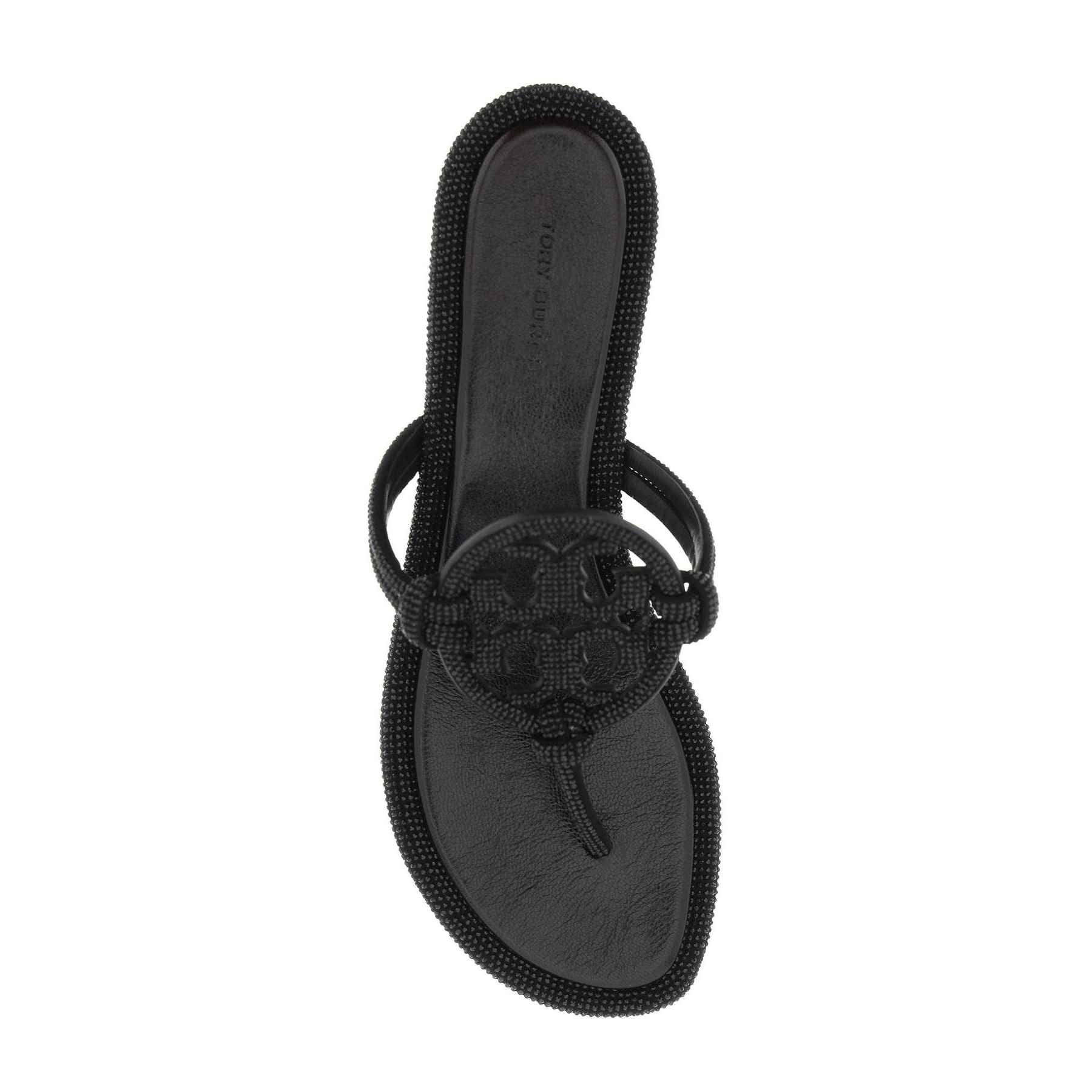 Tory Burch Pavé Leather Thong Sandals Black