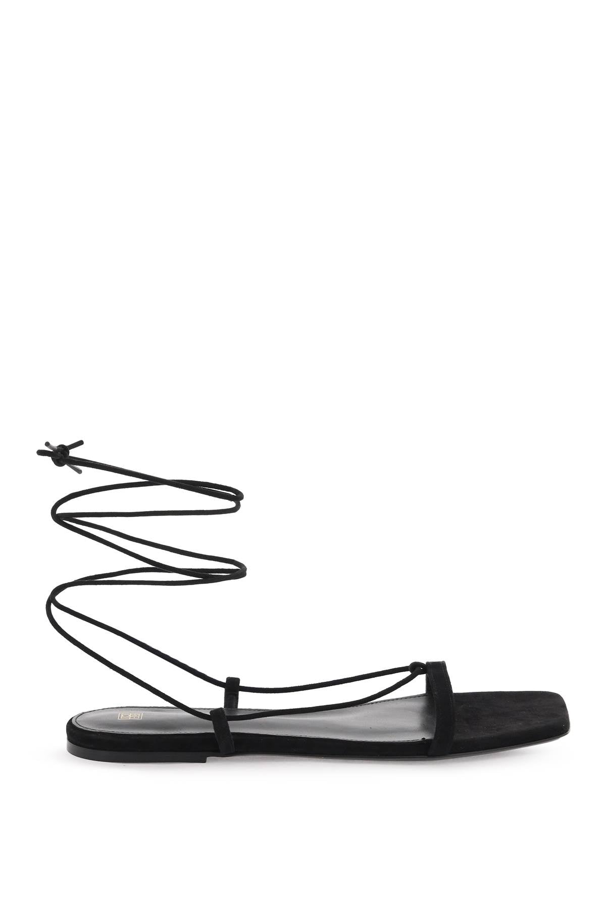 Toteme Suede Leather Flat Sandals Black