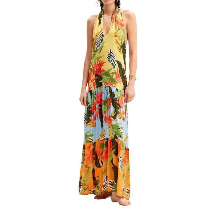 Desigual Tropical Halterneck Maxi Viscose Dress