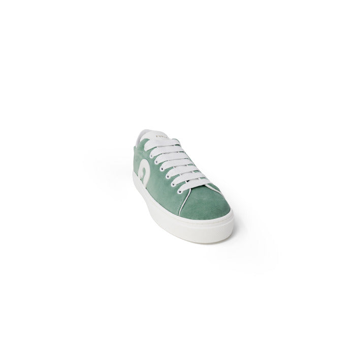 Furla Joy Lace Up Leather Sneakers Green And White