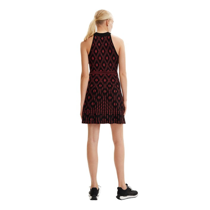 Desigual Geometric Knit Short Dress Red