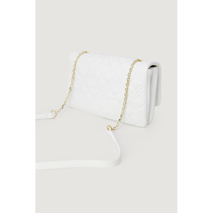 Love Moschino Logo Lettering Quilted Shoulder Bag White