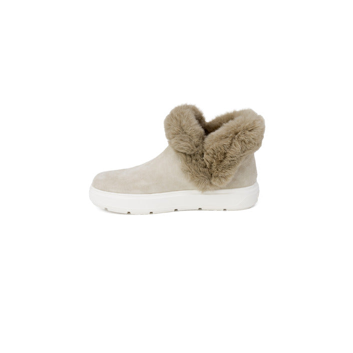 Love Moschino Logo Print Faux-Fur Boots Beige